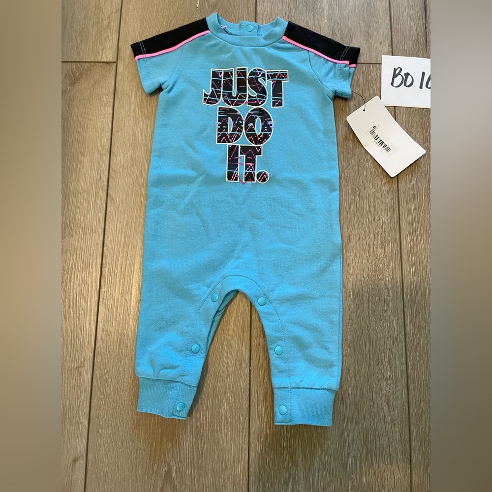 Baby Infant Nike Just Do It Boys Blue Romper Coverall Size 3 Months - Picture 2 of 6
